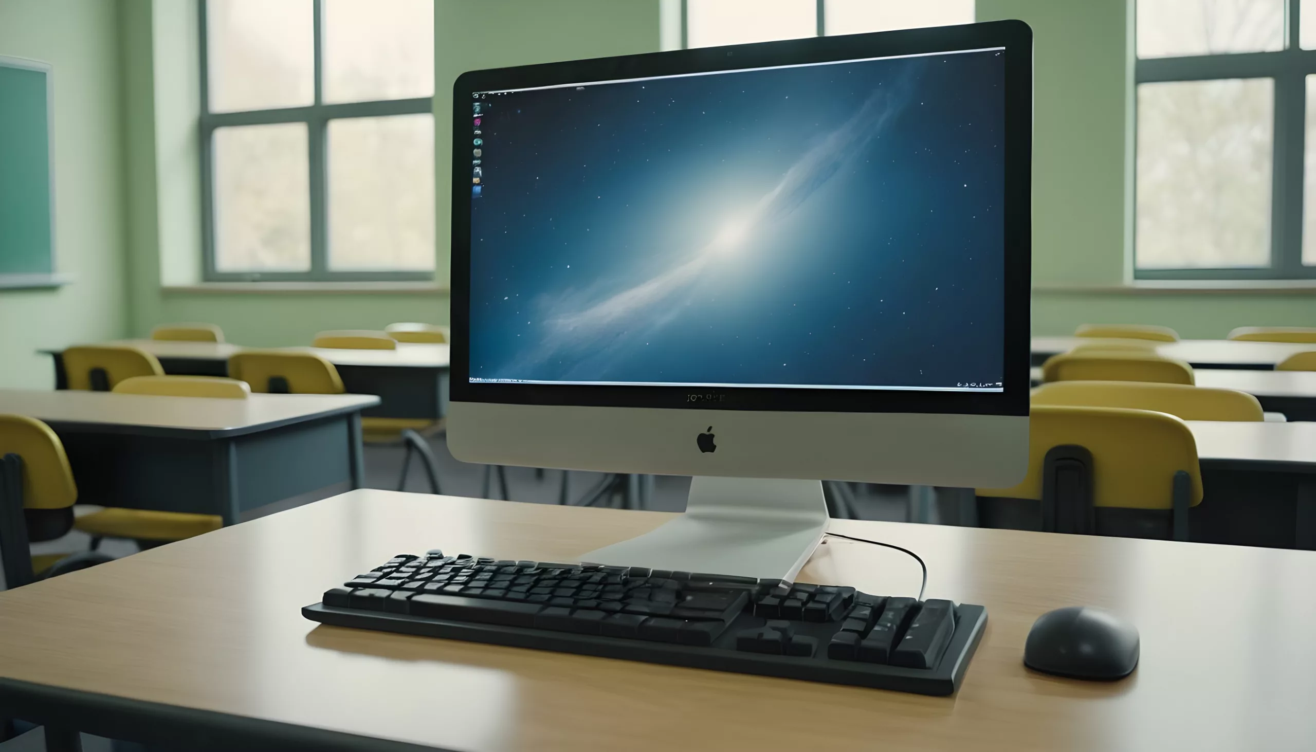 A computer in a classroom